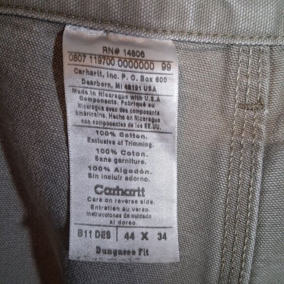 Carhartt B11 DES 44x34 Dungaree Fit Pants Dessert Beige Duck Loose Inseam 32 - Picture 6 of 7